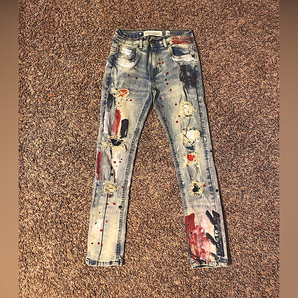 Boys size 14 denim jeans, red white, and blue worn a couple times i